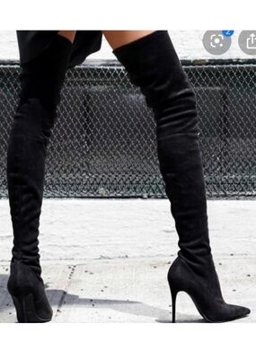 Steve Madden Dominique Black Over-the-Knee Stiletto Boots